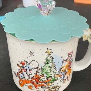 Christmas Cartoon Mug with Blue Lid